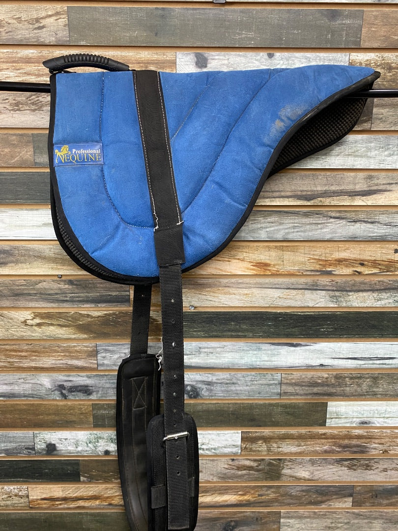 USED Professional Equine Bareback Pad with Girth  Blue