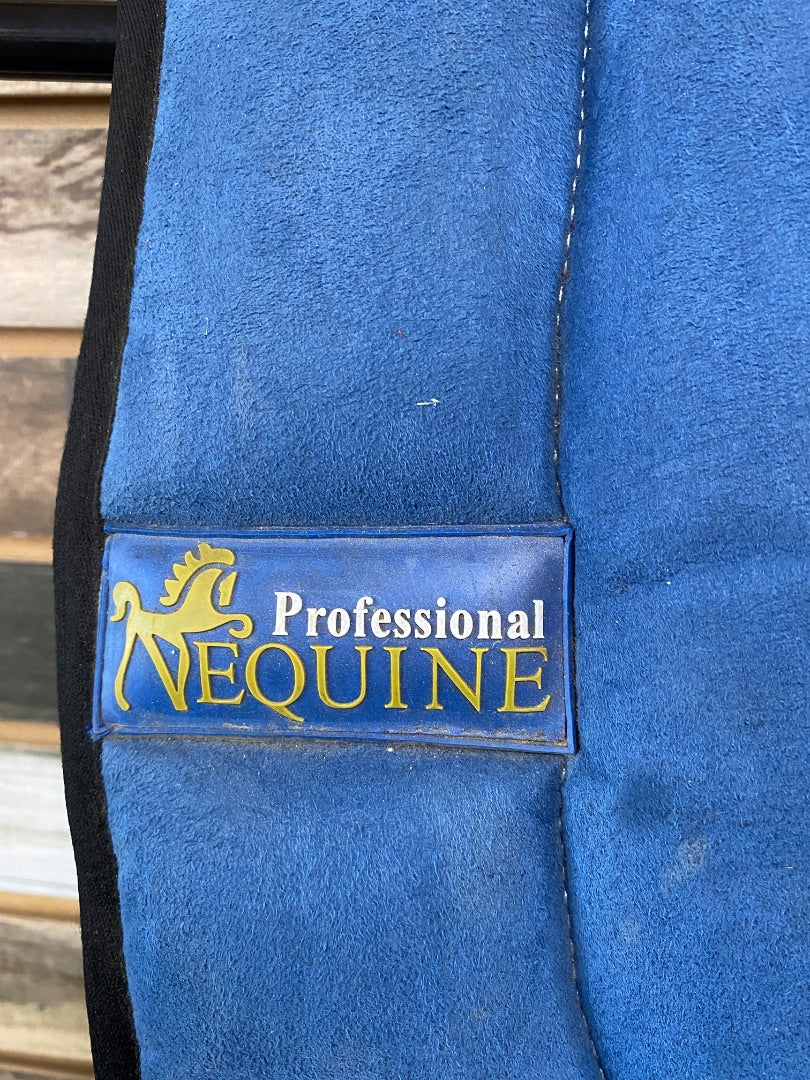 USED Professional Equine Bareback Pad with Girth  Blue