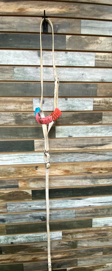 USED  Biothane Tiedown w Nose Wrap  Blue/Pink