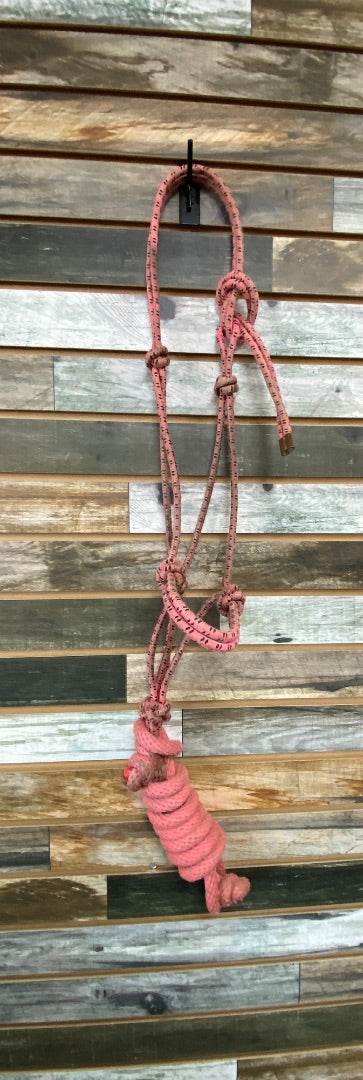 USED  Rope Halter w Lead  Pink/Black