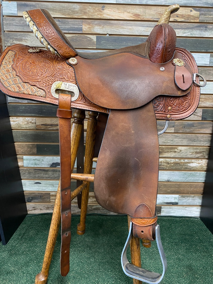 USED High Horse (Circle Y) Barrel Saddle 14” Medium Oil