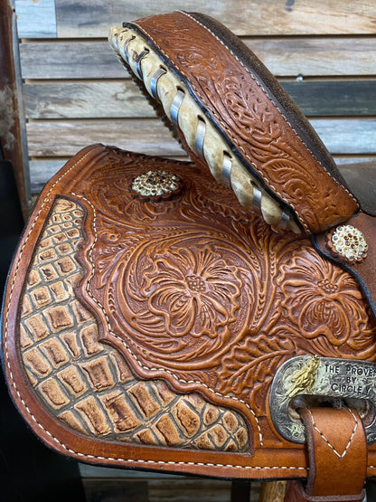 USED High Horse (Circle Y) Barrel Saddle 14” Medium Oil
