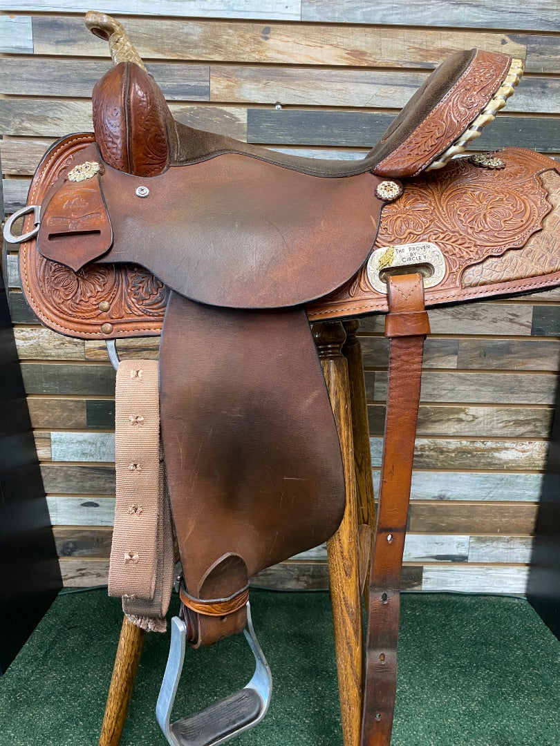 USED High Horse (Circle Y) Barrel Saddle 14” Medium Oil