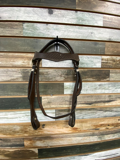 USED  Western Headstall w Split Reins  Dark Oil