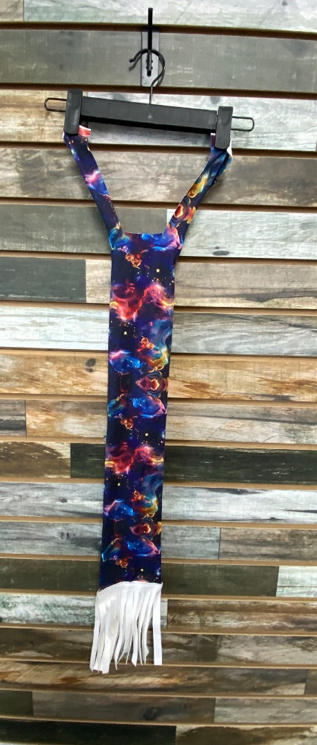 USED  Tasseled Tail Bags  Rainbow/Black with White