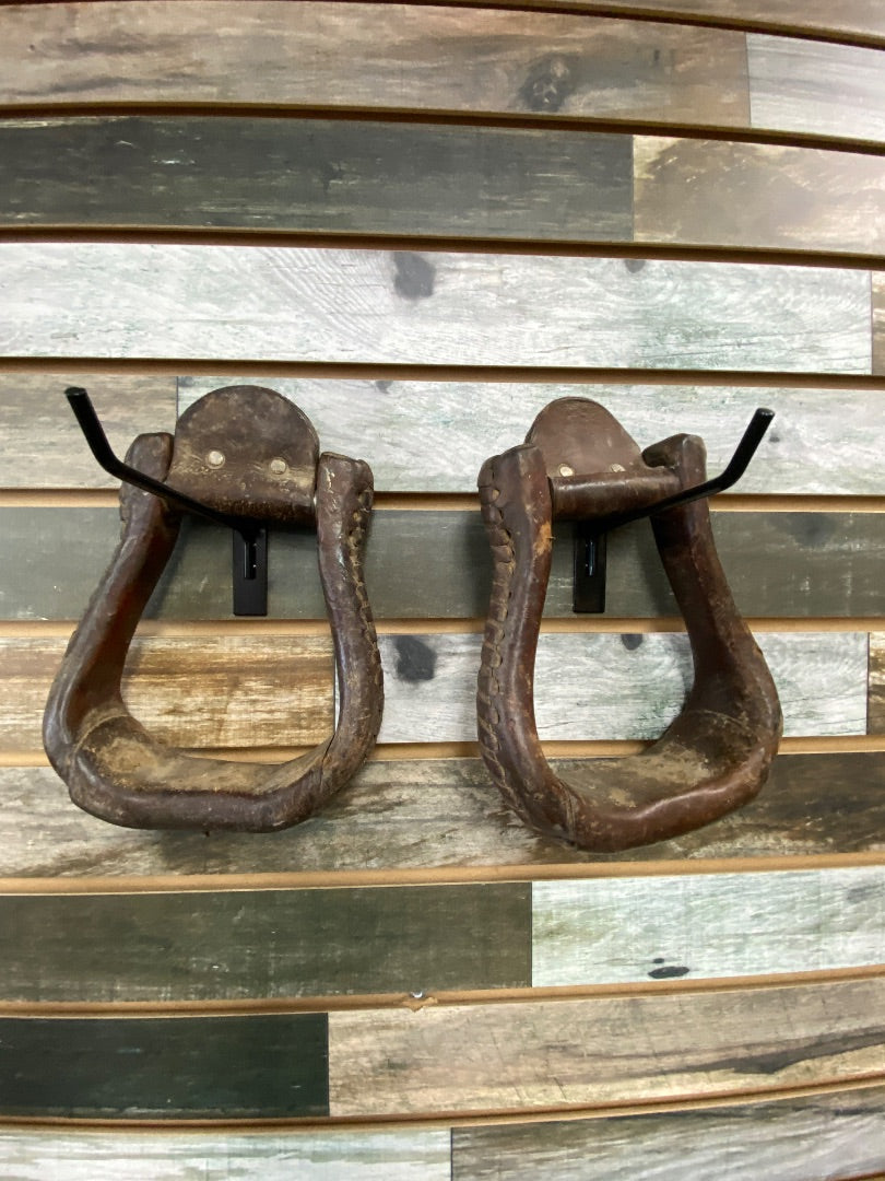 USED  Leather Wrapped Western Stirrups  Brown