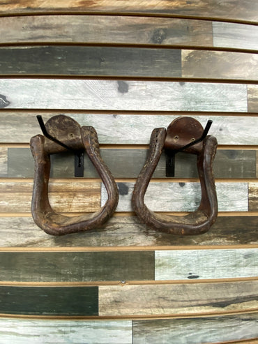 USED  Leather Wrapped Western Stirrups  Brown