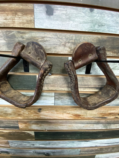 USED  Leather Wrapped Western Stirrups  Brown