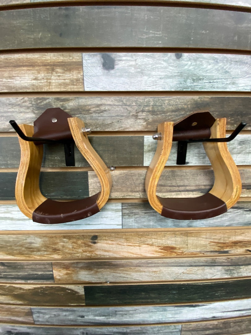 USED  Wooden Western Stirrups Lightweight  Brown