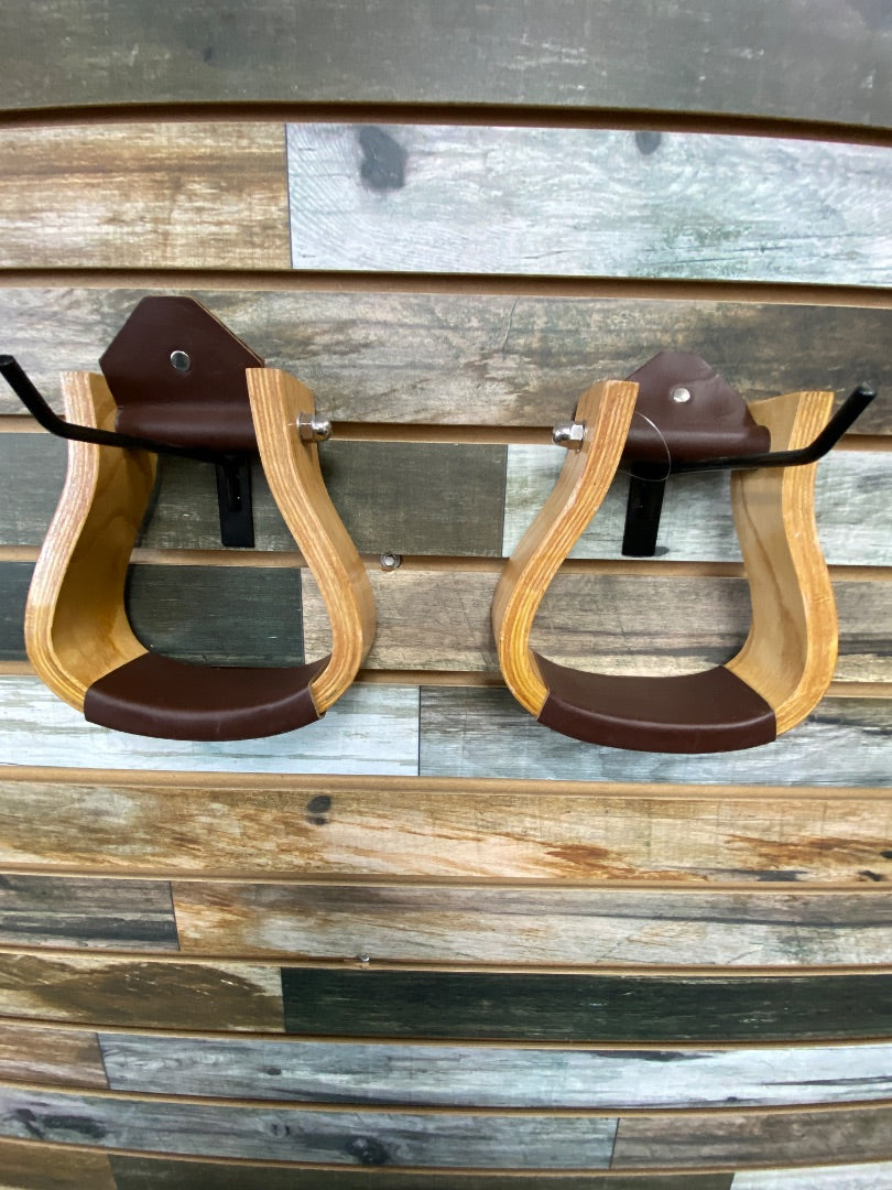 USED  Wooden Western Stirrups Lightweight  Brown