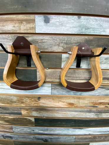USED  Wooden Western Stirrups Lightweight  Brown