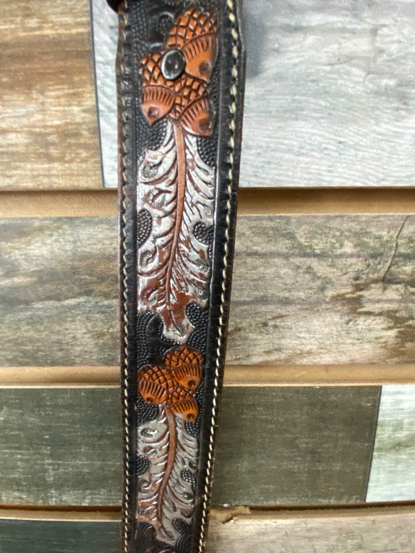 USED  Ladies Western Belt W Stand for America Buckle Large Brown