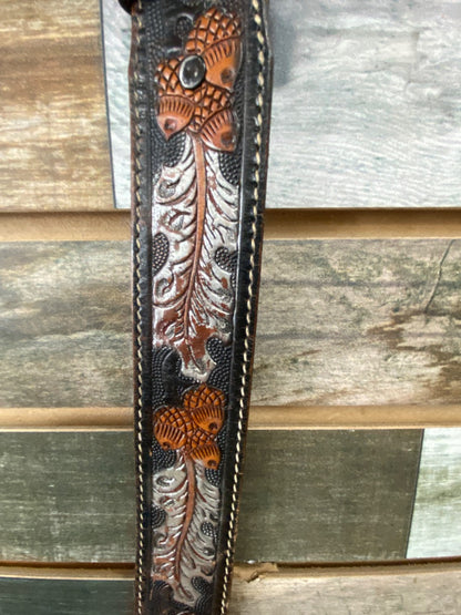 USED  Ladies Western Belt W Stand for America Buckle Large Brown