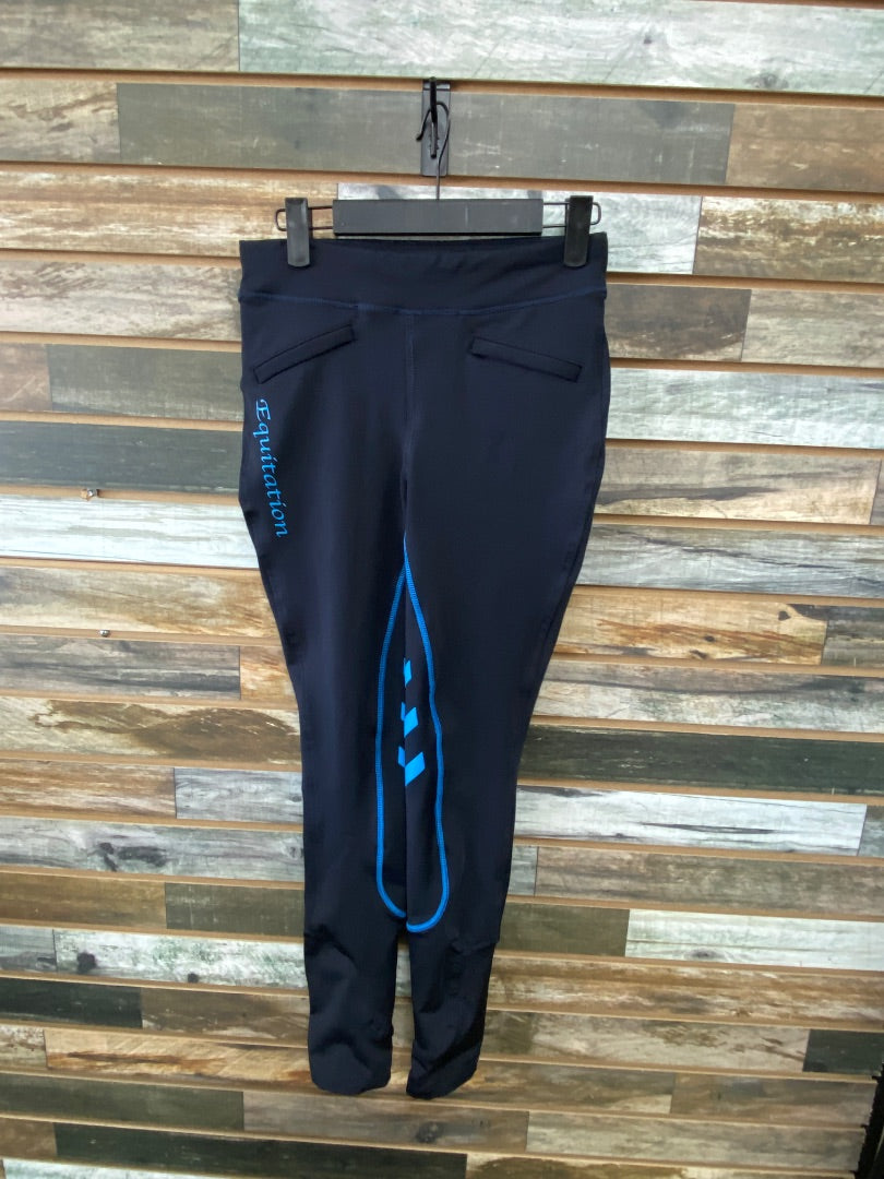 USED Equitation Full Seat Breeches  Dark Blue w/ Light Blue Silicone