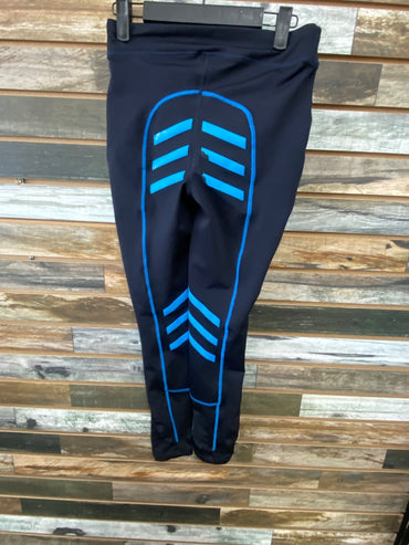 USED Equitation Full Seat Breeches  Dark Blue w/ Light Blue Silicone