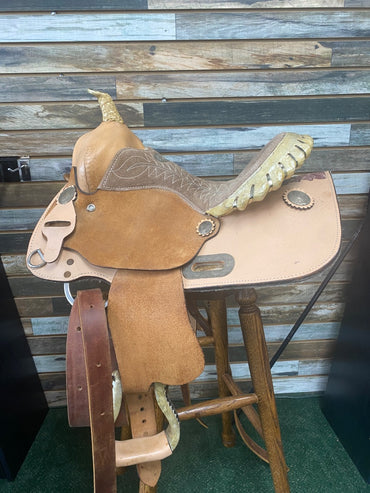 USED  Kids Barrel Saddle Light Oil 12” Tan