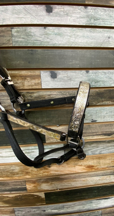 USED  Leather Show Halter Full/Horse Black