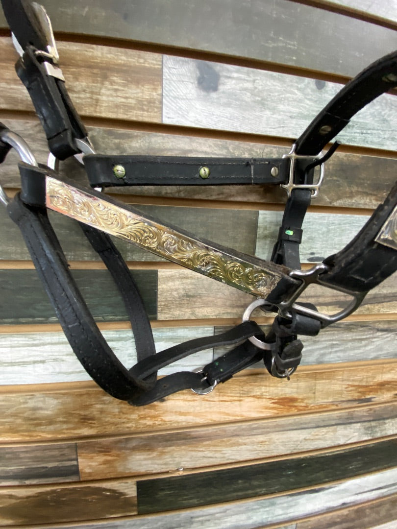 USED  Leather Show Halter Full/Horse Black