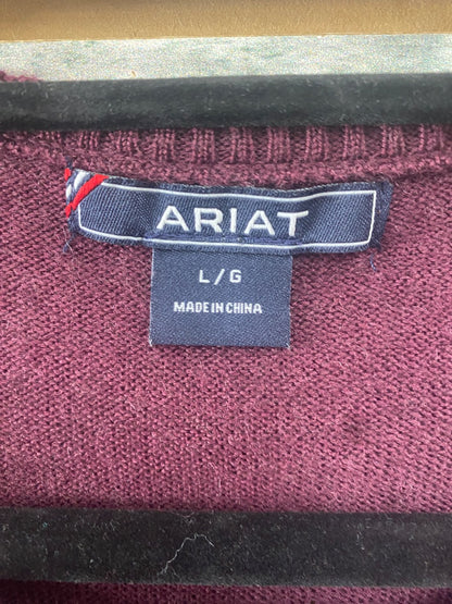 USED Ariat Youth Sweater Youth L Plum w/Horse on Front