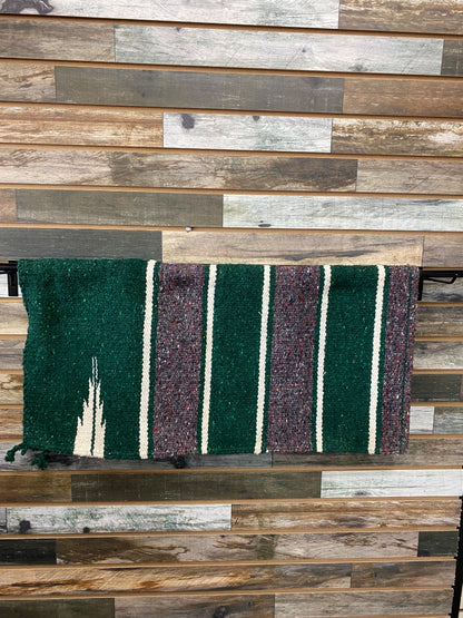 USED  Western Saddle Blanket Wool 32” x 30” Green/White