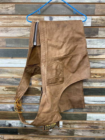 USED Hudson Western Leather Work Chaps Large (Mens) Tan