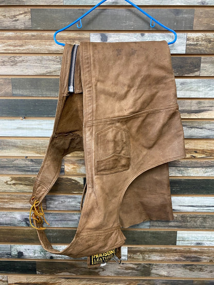 USED Hudson Western Leather Work Chaps Large (Mens) Tan