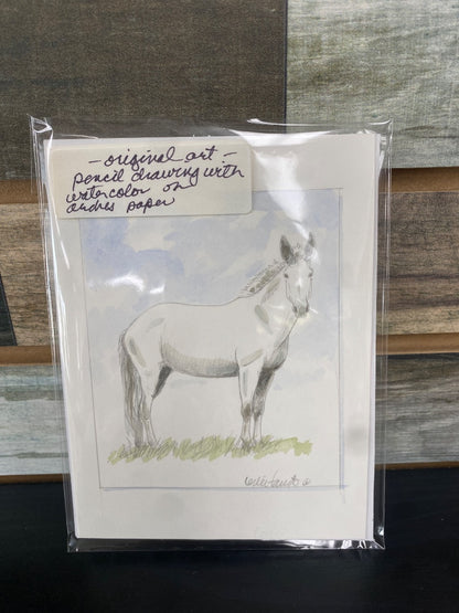 White Mule Watercolor 5"x7"