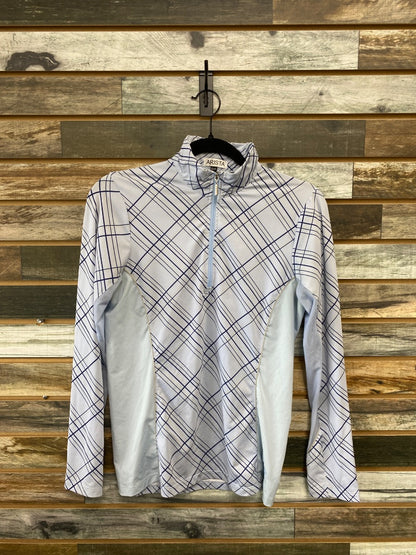 USED Arista Ladies Riding Top, Long Sleeve, Quarter ZIp XS/TP Navy/Light Blue Striped