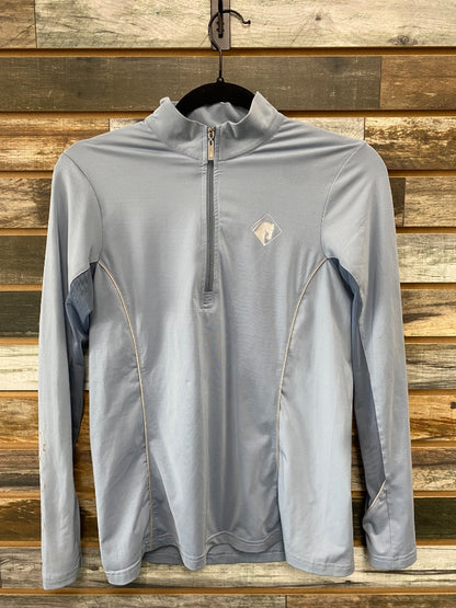 USED Arista Ladies English Riding Top Brio-tek Long Sleeve Quarter Zip XS Light Blue