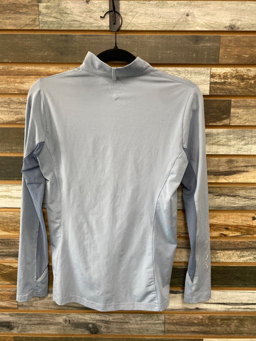 USED Arista Ladies English Riding Top Brio-tek Long Sleeve Quarter Zip XS Light Blue