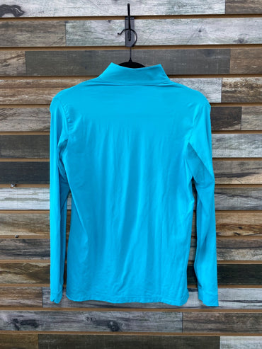 USED Tailored Sportsman Ladies English Riding Top Long Sleeve Quarter Zip Small Light Sky Blue