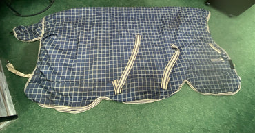 USED Rhino Barrier Technology Heavy Turnout 78" Navy/Tan Plaid