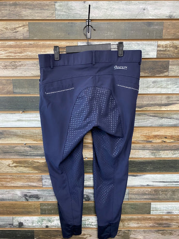 USED Ovation 34” Full Seat Breeches 34R Navy Blue