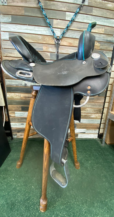 USED High Horse (Circle Y) Mercury Cordura Barrel 14" Seat 7" Gullet Black/Turquoise