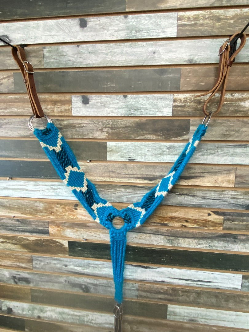 USED Weaver Mohair Breast Collar Full Turquoise