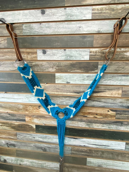 USED Weaver Mohair Breast Collar Full Turquoise