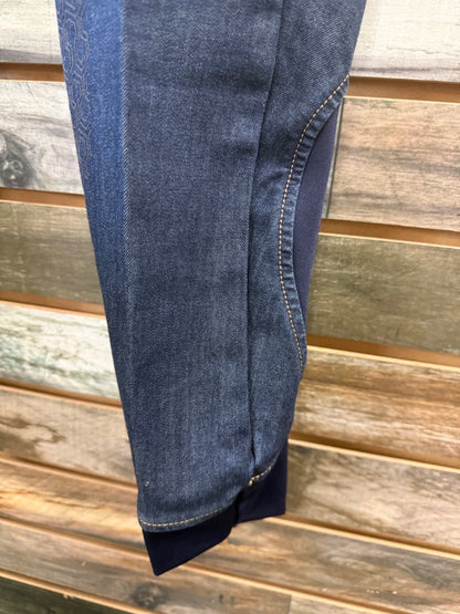 USED Ariat Ladies Knee Patch Breeches 28R Denim