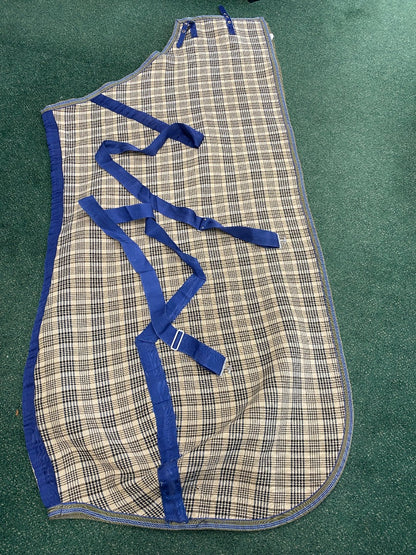 USED 5/A Baker Blankets 74" Blue/Tan Plaid