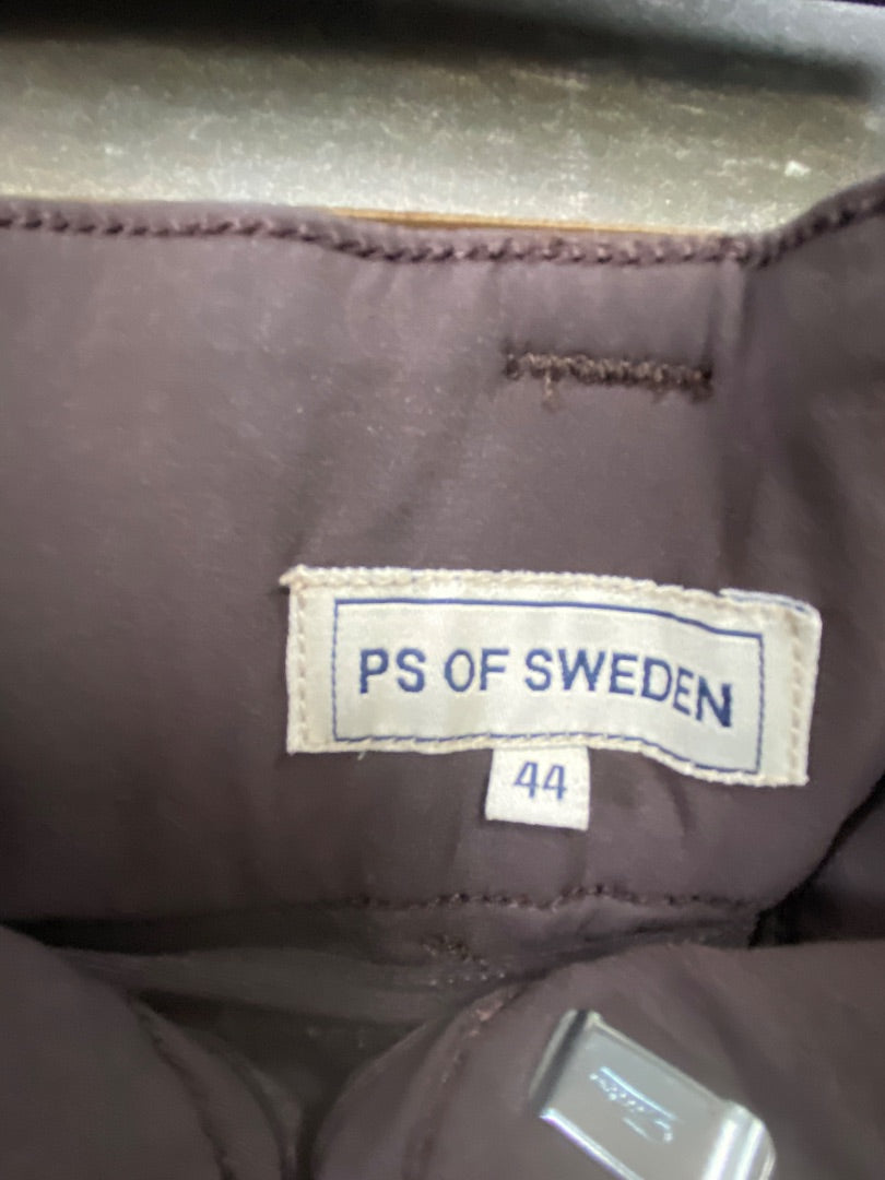 USED PS of Sweden Ladies English Breeches Full Seat 44ES(34us) Chocolate Brown w/Leather Trim