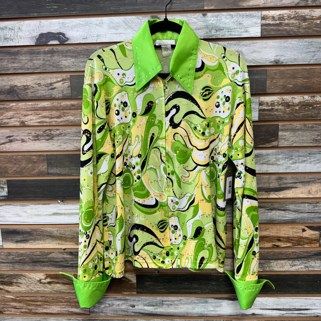 USED Keith's Saddle Shop Custome Made Ladies Western  Show Top 2X Chatreuse