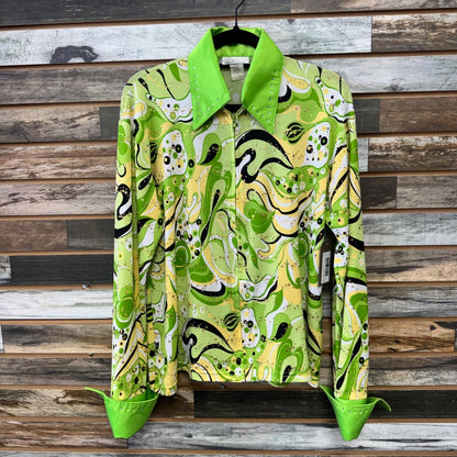 USED Keith's Saddle Shop Custome Made Ladies Western  Show Top 2X Chatreuse