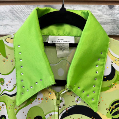 USED Keith's Saddle Shop Custome Made Ladies Western  Show Top 2X Chatreuse