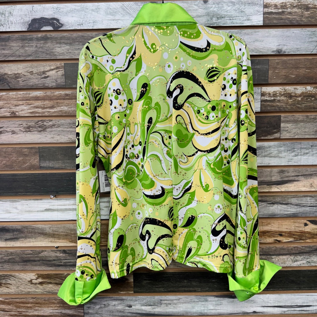 USED Keith's Saddle Shop Custome Made Ladies Western  Show Top 2X Chatreuse