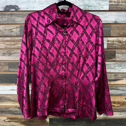 USED  Custom Made Ladies Western Show Shirt Medium Deep Fushia