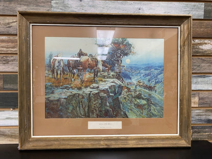 USED Charles Russell Horse Art Print Innocent Allies 29” x 19” Grey/Brown