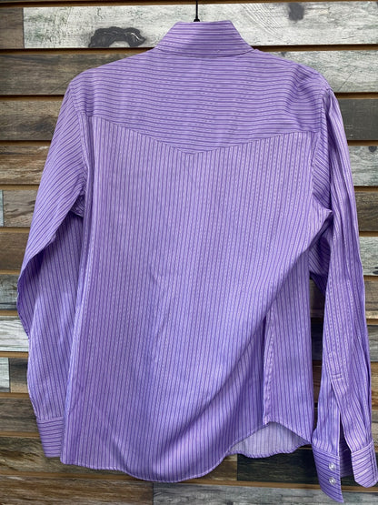 USED Boo Yah Ladies English Top Long Sleeve 38 Purple/White