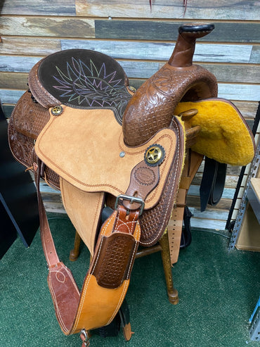 USED Billy Cook Western All Around Saddle 17” Tan/Dark Oil