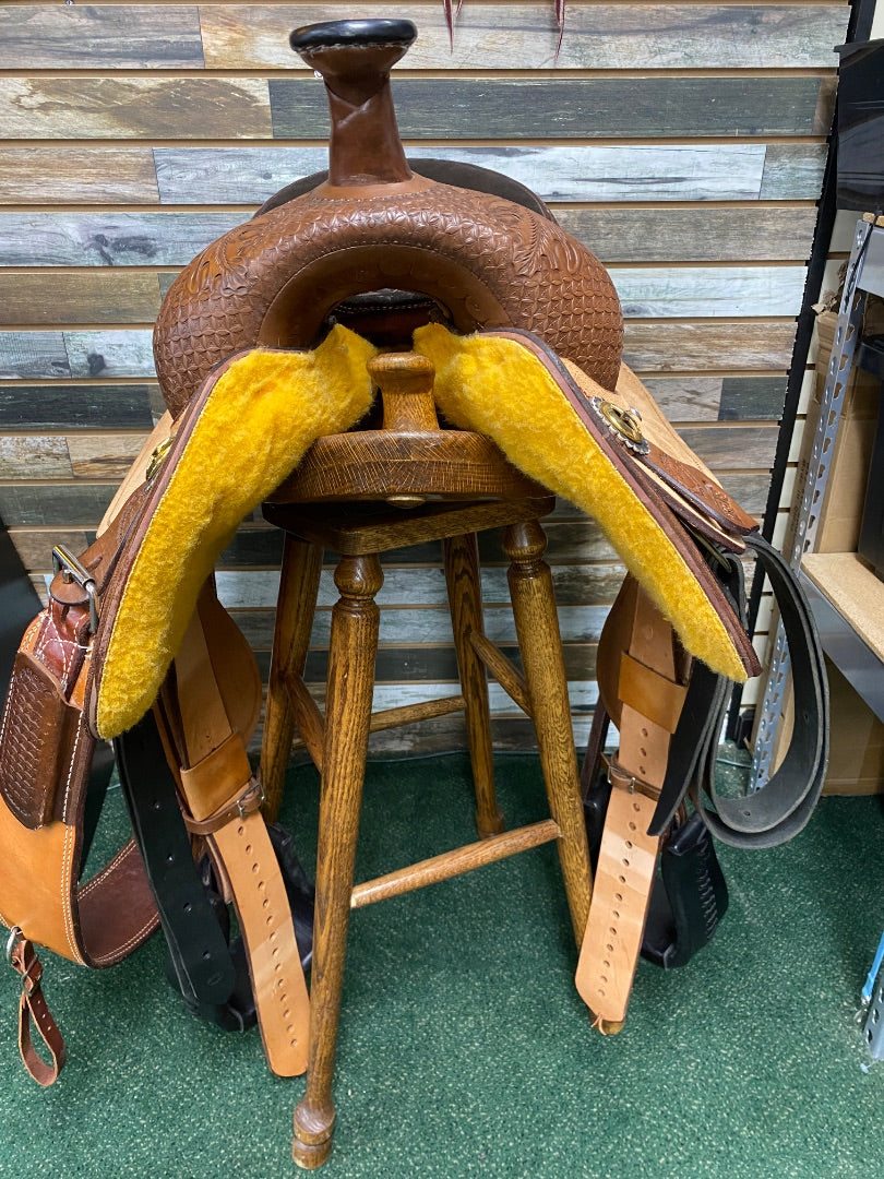 USED Billy Cook Western All Around Saddle 17” Tan/Dark Oil