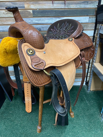 USED Billy Cook Western All Around Saddle 17” Tan/Dark Oil