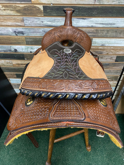 USED Billy Cook Western All Around Saddle 17” Tan/Dark Oil